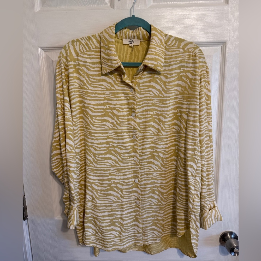 Entro Safari Stripe Shirt in Yellow and White